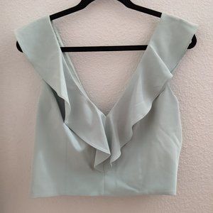 ALICE + OLIVIA Pria Cropped V-Neck Ruffle Top Mint Sz 12 Never Worn
